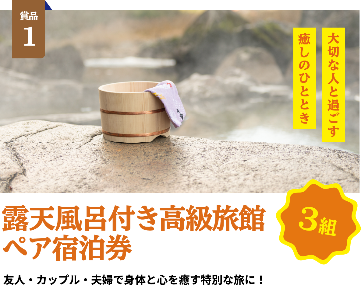 露天風呂付き高級旅館
                            ペア宿泊券
